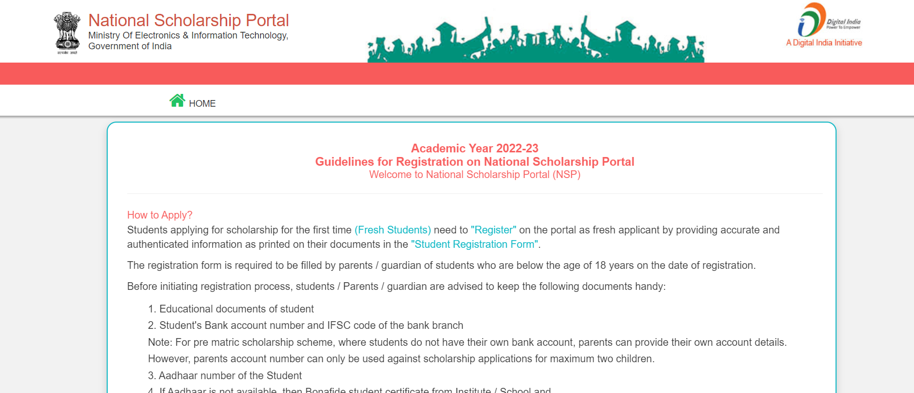 National Scholarship Portal Guidelines